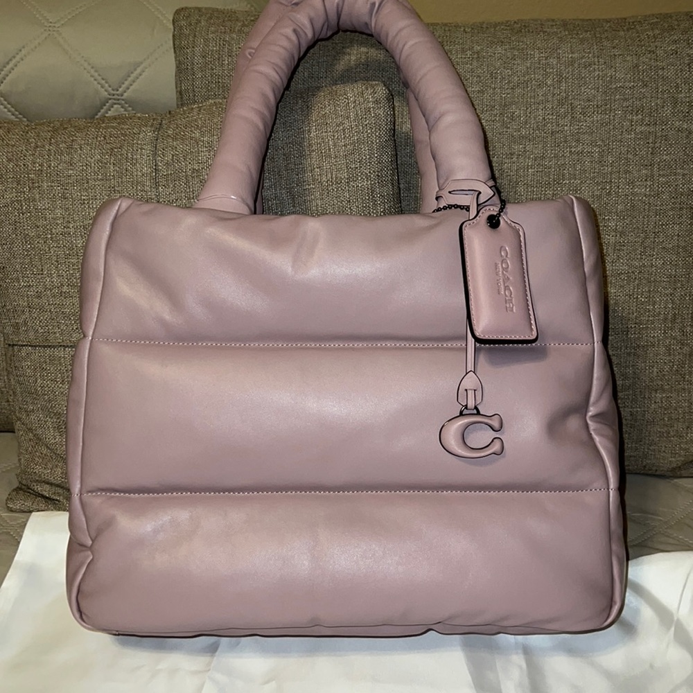 NWT Coach Nappa Lambskin Pillow Tote in Ice Purple